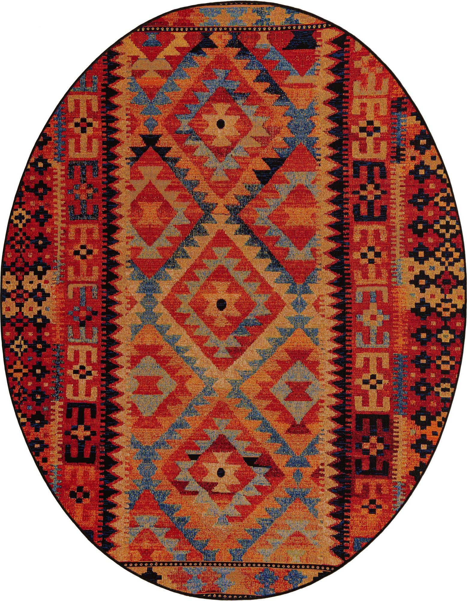 7' 10 x 7' 10 Easy-Clean Tribal Indoor / Outdoor Round Rug