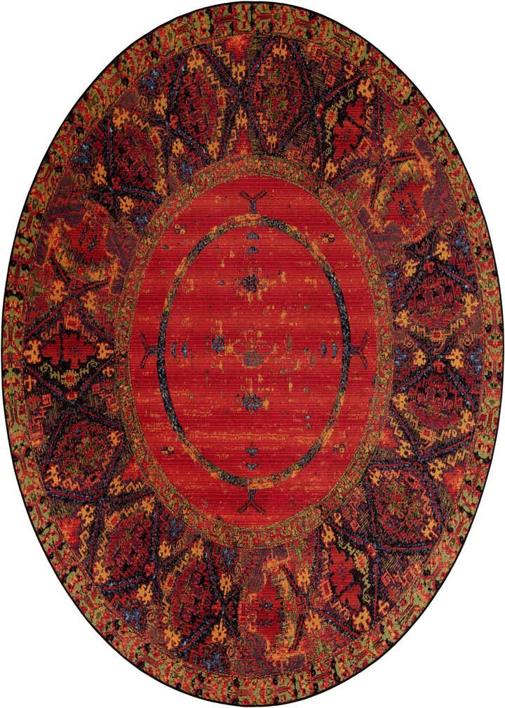 10' x 10' Easy-Clean Tribal Indoor / Outdoor Round Rug