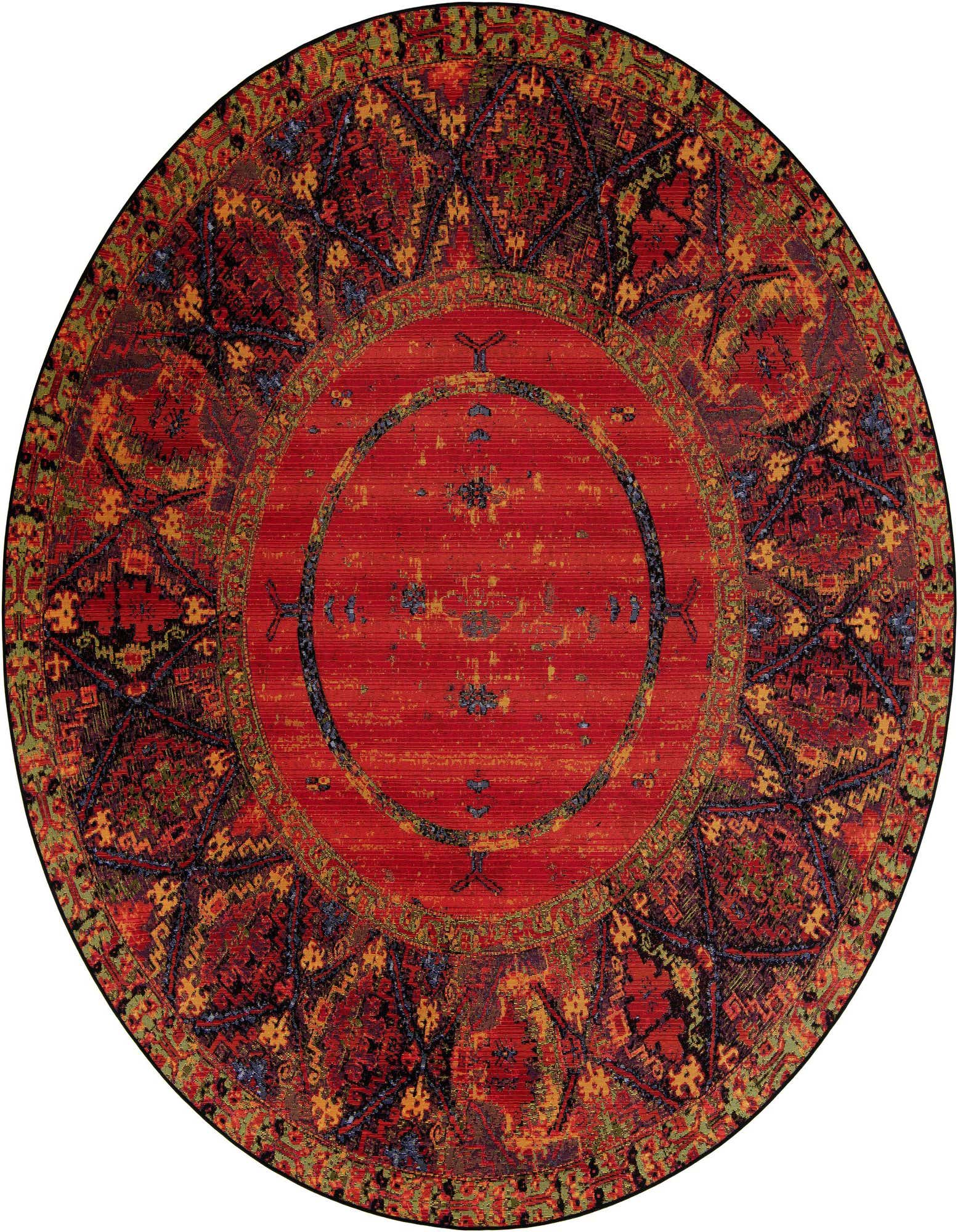10' x 10' Easy-Clean Tribal Indoor / Outdoor Round Rug