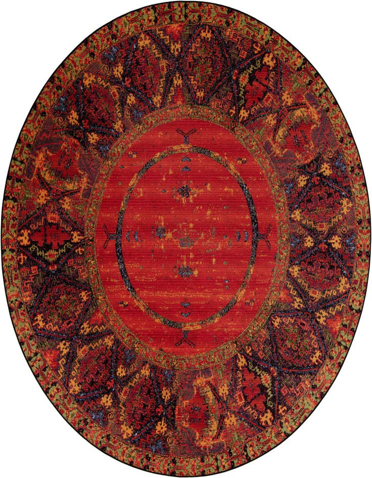 Detail image of 10' x 10' Easy-Clean Tribal Indoor / Outdoor Round Rug