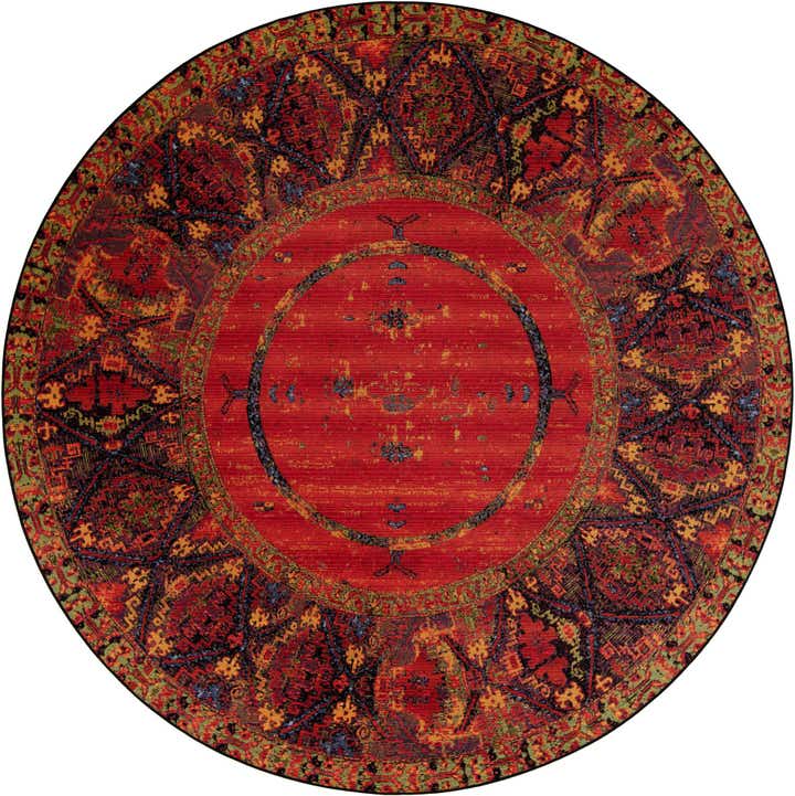10' x 10' Easy-Clean Tribal Indoor / Outdoor Round Rug