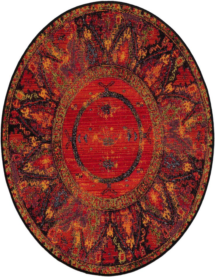 Detail image of 3' x 3' Easy-Clean Tribal Indoor / Outdoor Round Rug