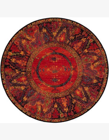 3' x 3' Easy-Clean Tribal Indoor / Outdoor Round Rug