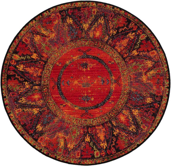 3' x 3' Easy-Clean Tribal Indoor / Outdoor Round Rug