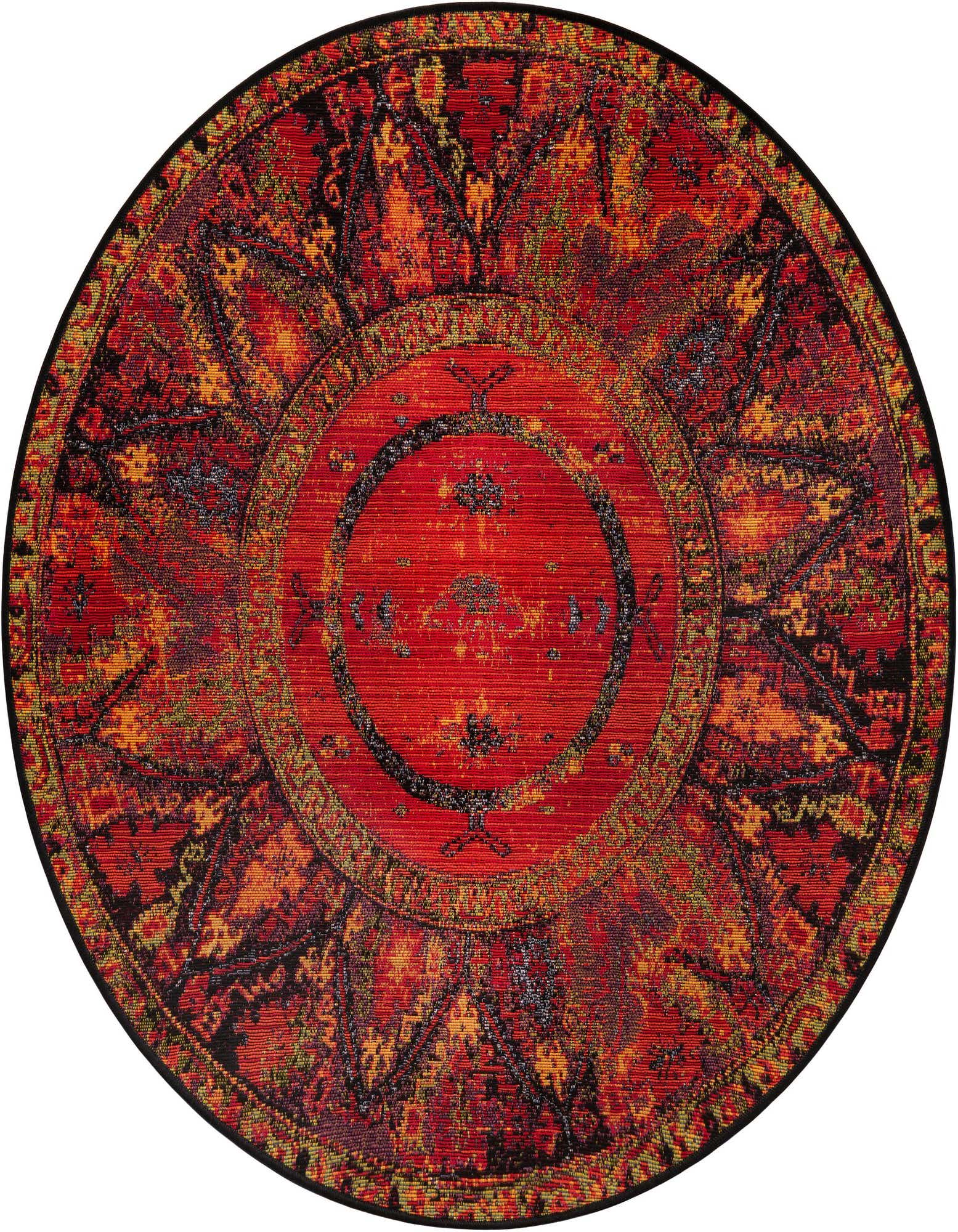 4' x 4' Easy-Clean Tribal Indoor / Outdoor Round Rug