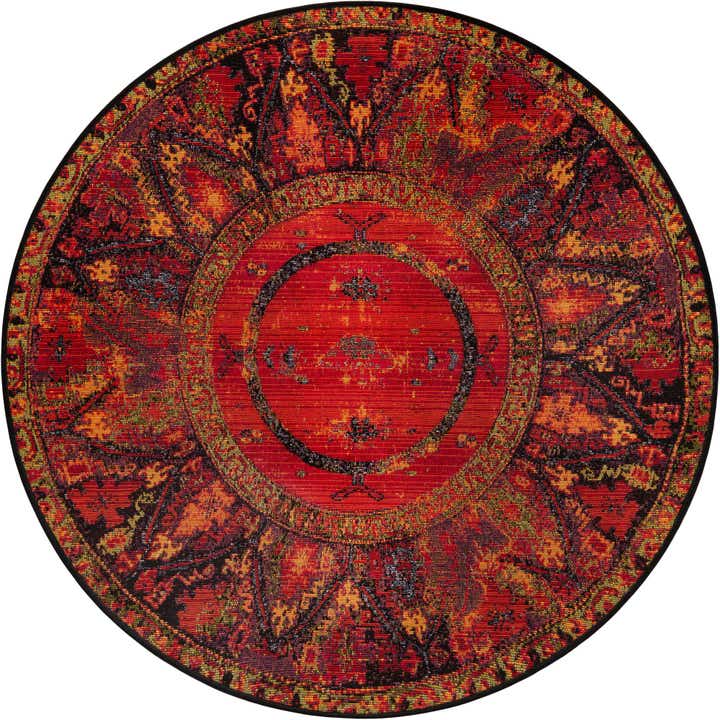 4' x 4' Easy-Clean Tribal Indoor / Outdoor Round Rug
