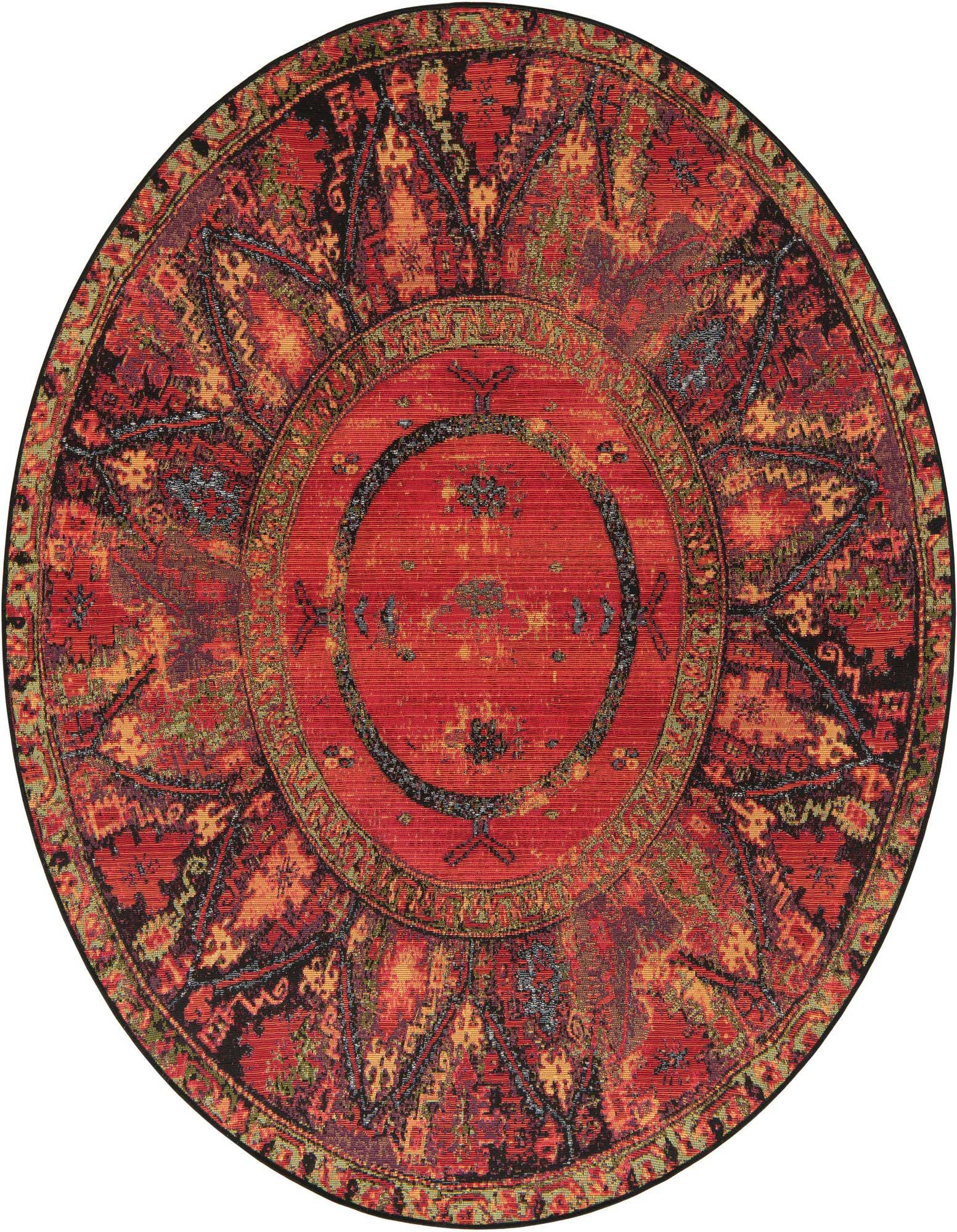 5' x 5' Easy-Clean Tribal Indoor / Outdoor Round Rug