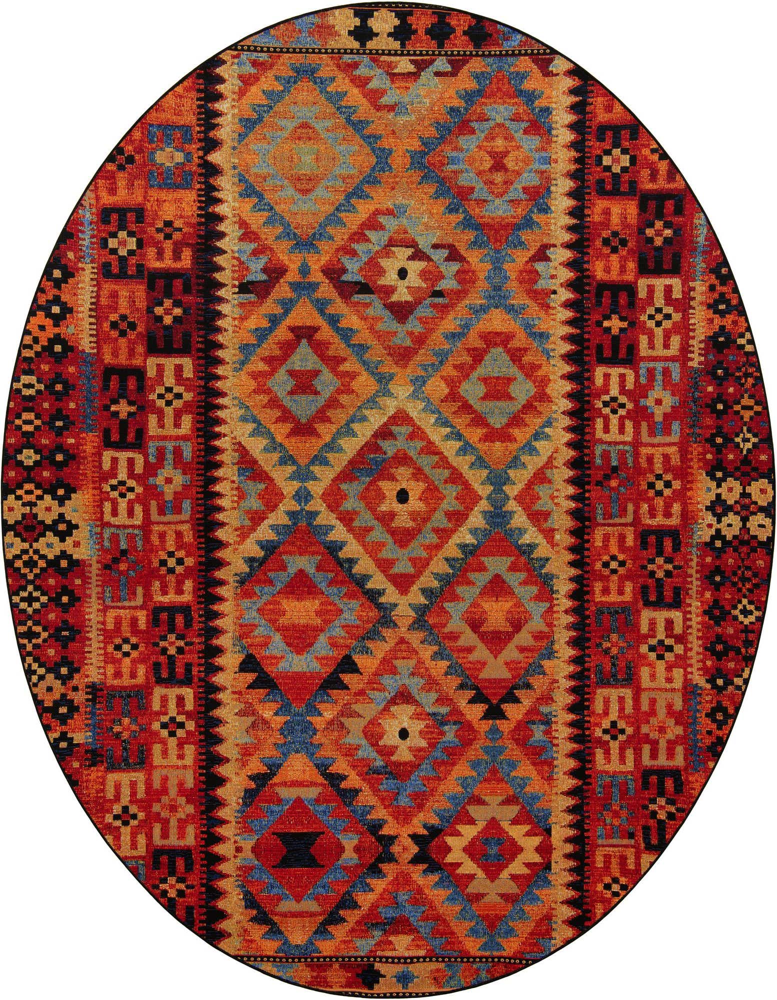 10' x 10' Easy-Clean Tribal Indoor / Outdoor Round Rug