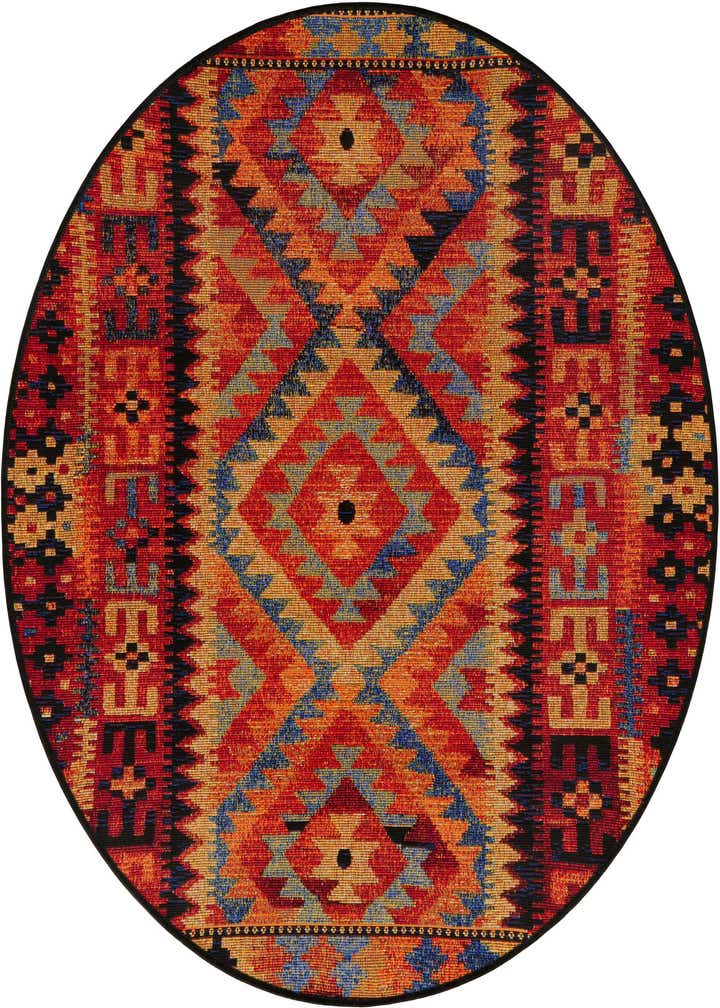 4' x 4' Easy-Clean Tribal Indoor / Outdoor Round Rug