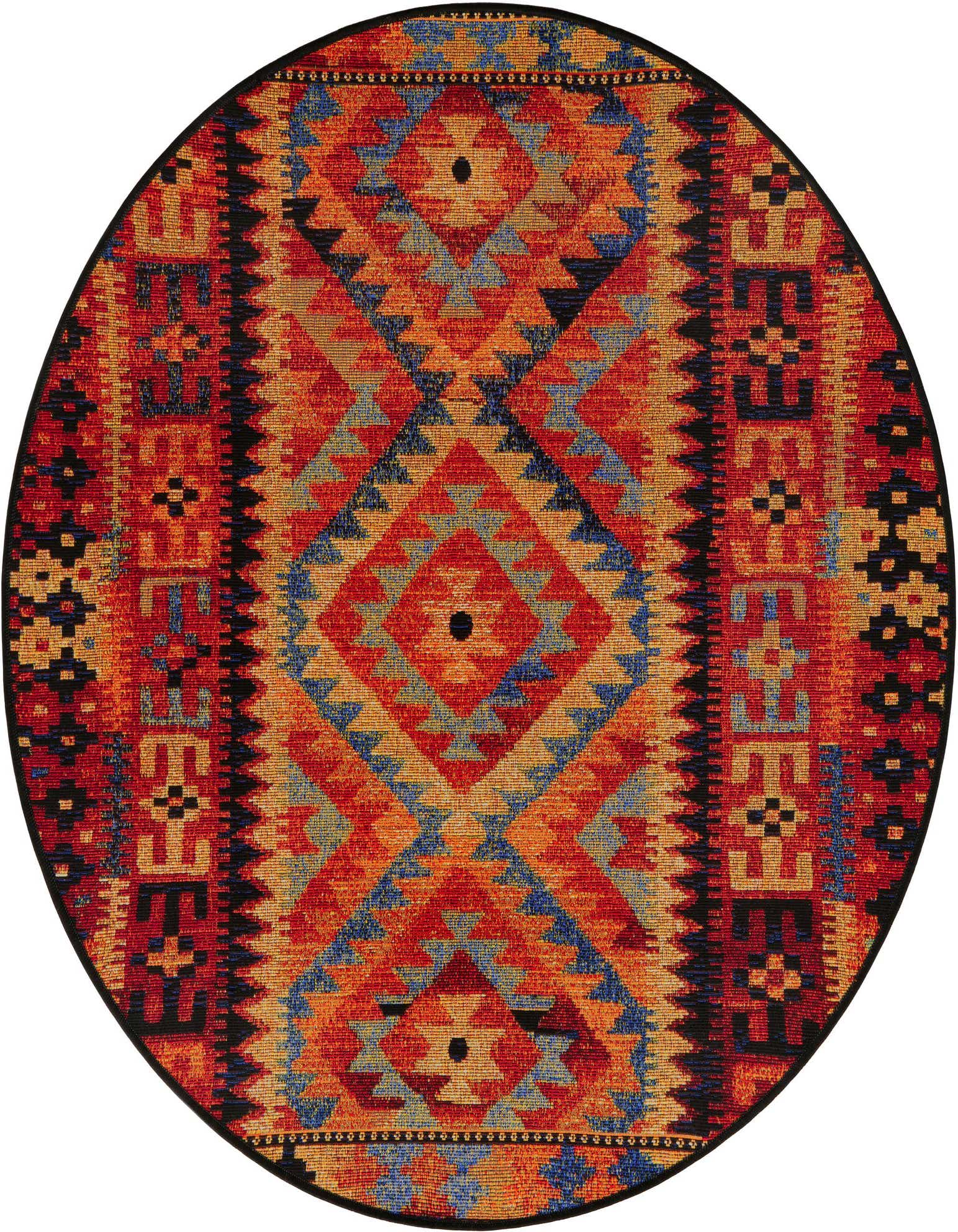 4' x 4' Easy-Clean Tribal Indoor / Outdoor Round Rug