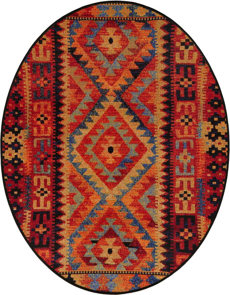 Detail image of 4' x 4' Easy-Clean Tribal Indoor / Outdoor Round Rug