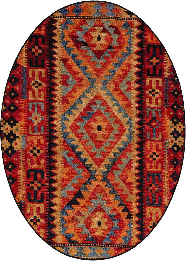 5' x 5' Easy-Clean Tribal Indoor / Outdoor Round Rug