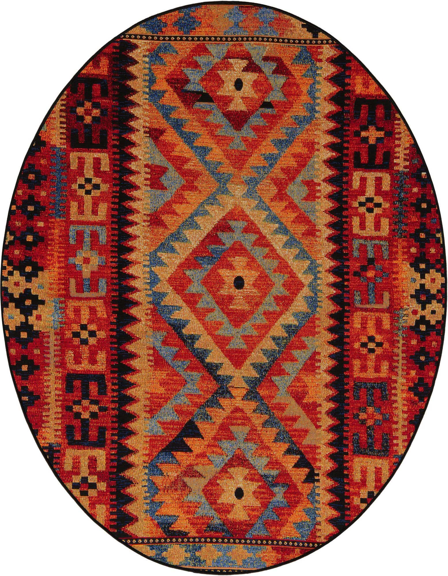 5' x 5' Easy-Clean Tribal Indoor / Outdoor Round Rug