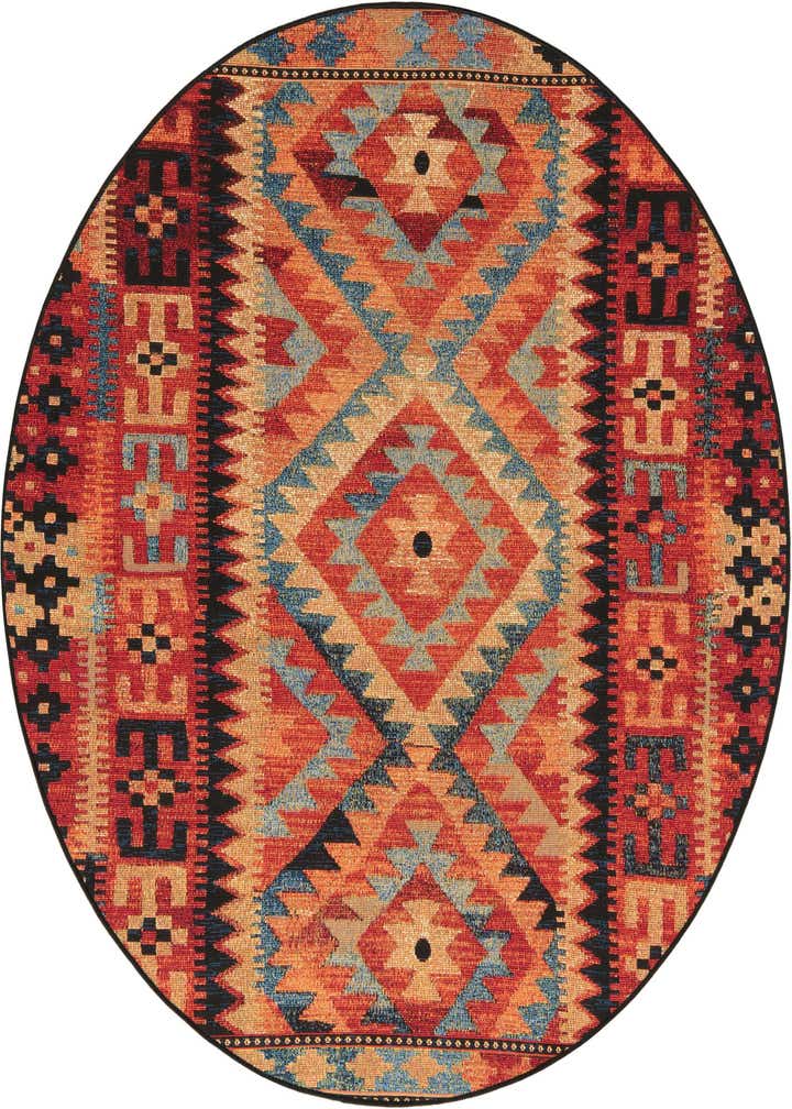 6' x 6' Easy-Clean Tribal Indoor / Outdoor Round Rug