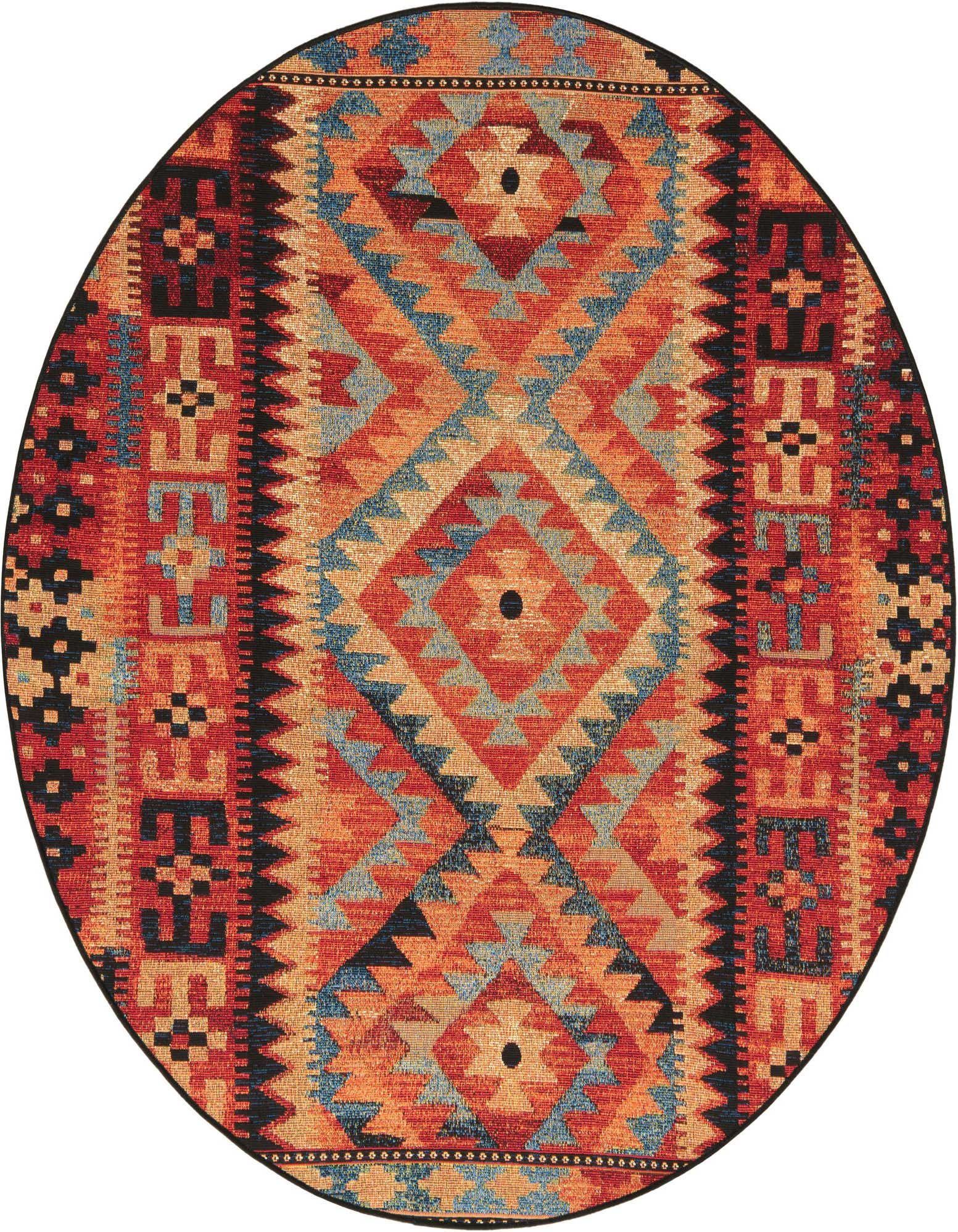 6' x 6' Easy-Clean Tribal Indoor / Outdoor Round Rug
