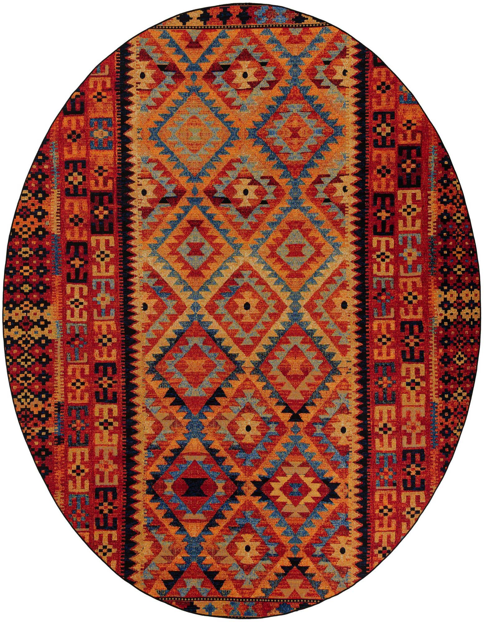 12' x 12' Easy-Clean Tribal Indoor / Outdoor Round Rug