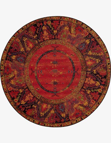 Easy-Clean Tribal Indoor / Outdoor Round Rug