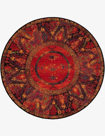 Easy-Clean Tribal Indoor / Outdoor Round Rug