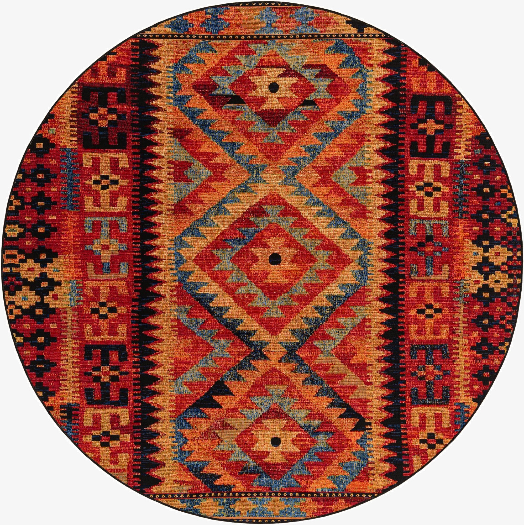Primary image 7' x 7'  Washable Tribal Indoor / Outdoor Round Rug