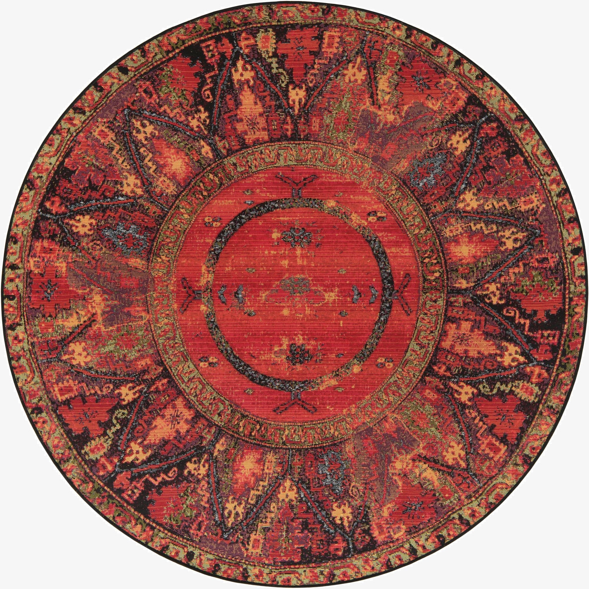 Primary image 5' x 5'  Washable Tribal Indoor / Outdoor Round Rug