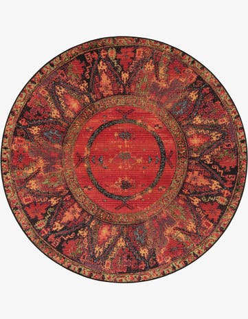 5' x 5' Easy-Clean Tribal Indoor / Outdoor Round Rug