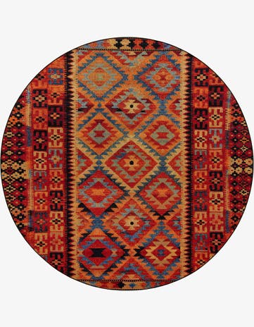 10' x 10' Easy-Clean Tribal Indoor / Outdoor Round Rug