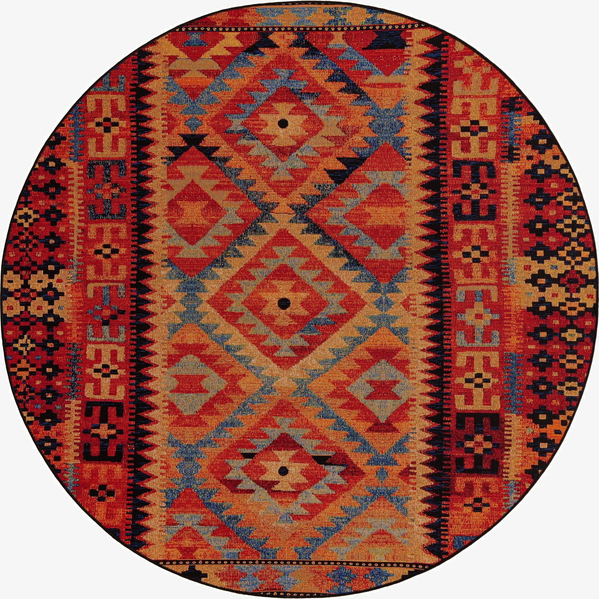 7' 10 x 7' 10  Washable Tribal Indoor / Outdoor Round Rug