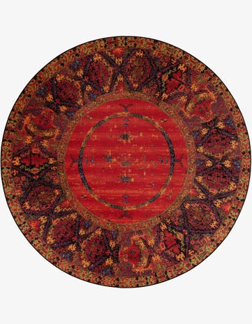 10' x 10' Easy-Clean Tribal Indoor / Outdoor Round Rug