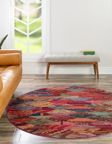 Washable Santa Fe Round Rug