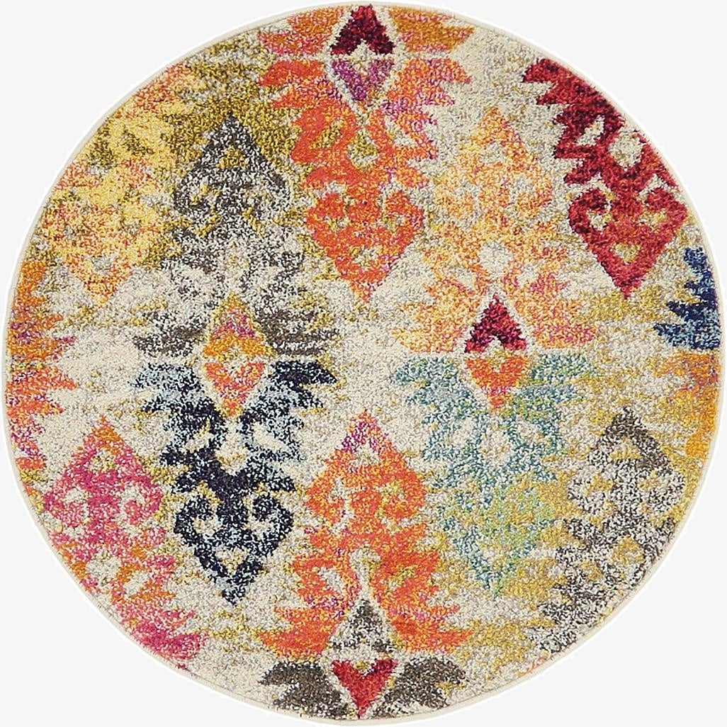 3' 3 x 3' 3  Washable Santa Fe Round Rug