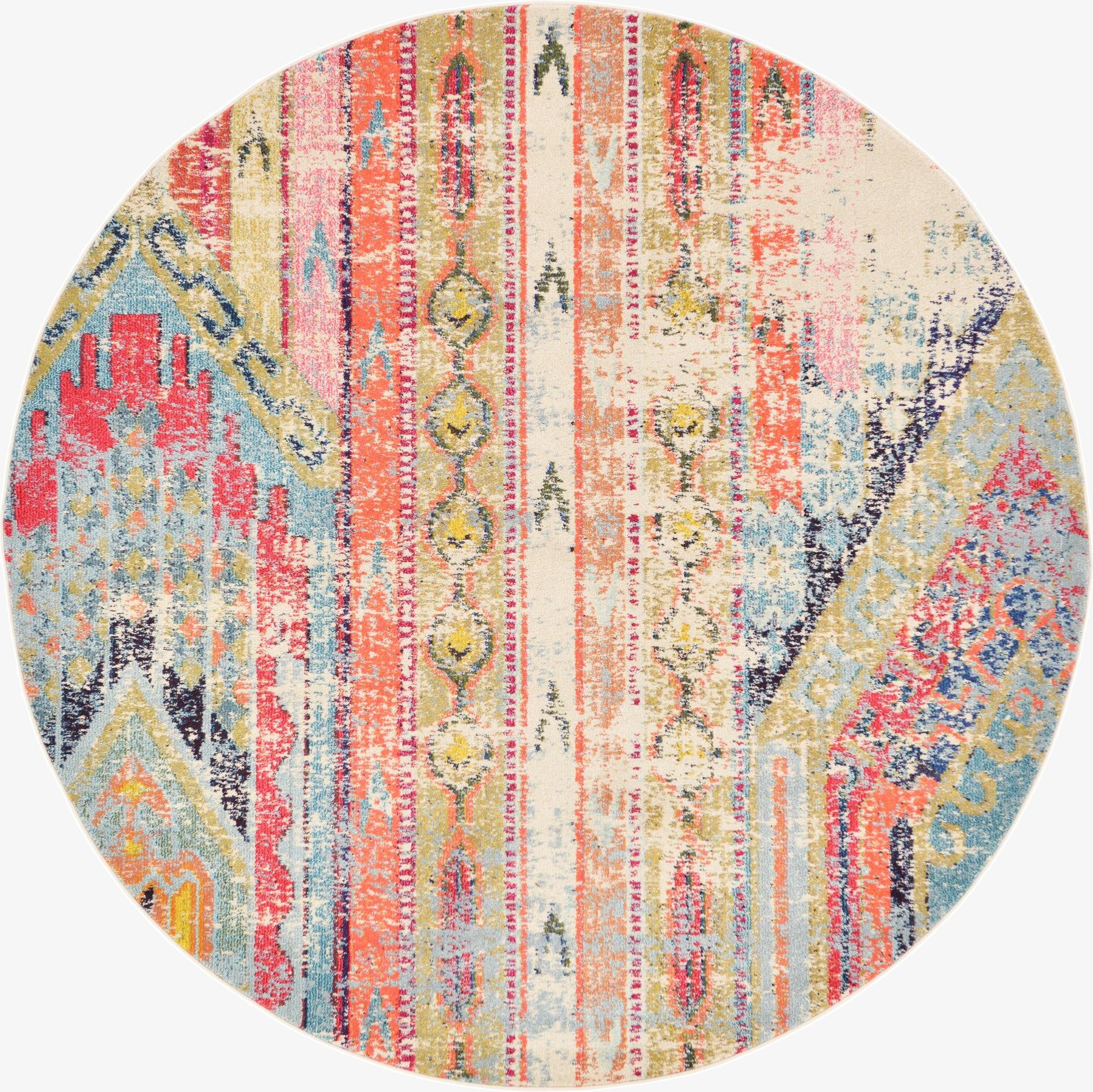 Primary image 8' x 8'  Washable Santa Fe Round Rug