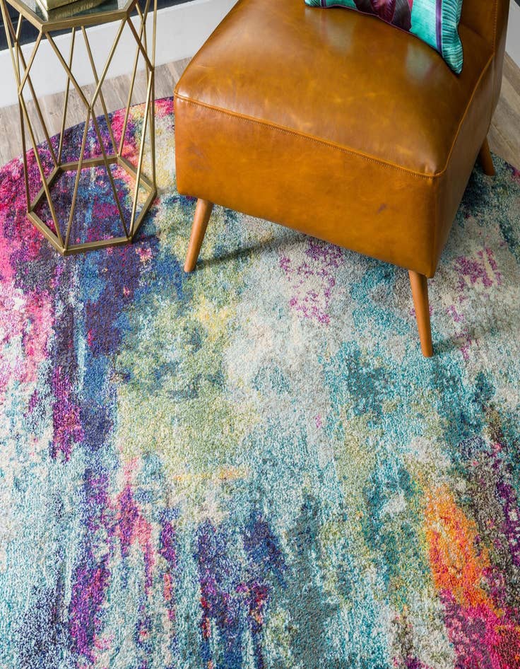 Detail image of 8' x 8'  Washable Spectrum Round Rug