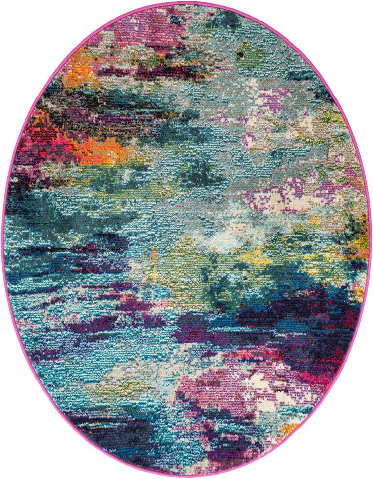 Detail image of 4' x 4' Washable Spectrum Round Rug