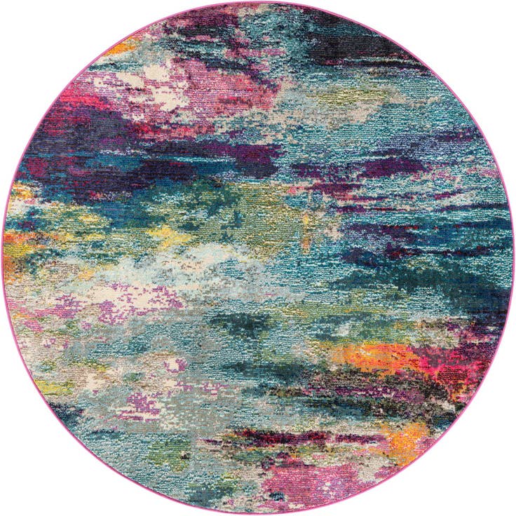 Detail image of 5' 3 x 5' 3 Washable Spectrum Round Rug