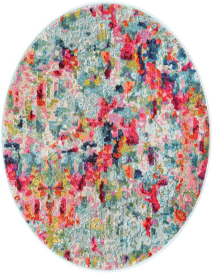 Detail image of 3' 3 x 3' 3 Washable Spectrum Round Rug