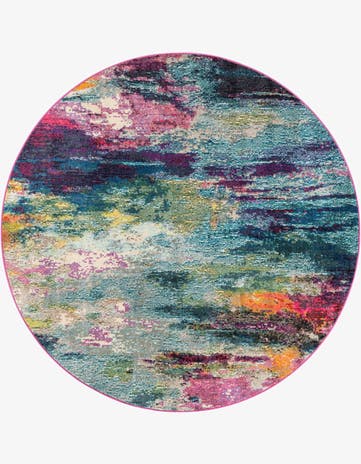Washable Spectrum Round Rug