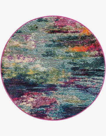 Washable Spectrum Round Rug