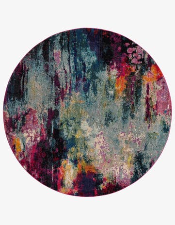 Washable Spectrum Round Rug