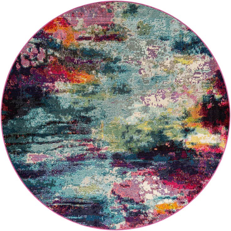 Detail image of 7' 1 x 7' 1 Washable Theia Round Rug
