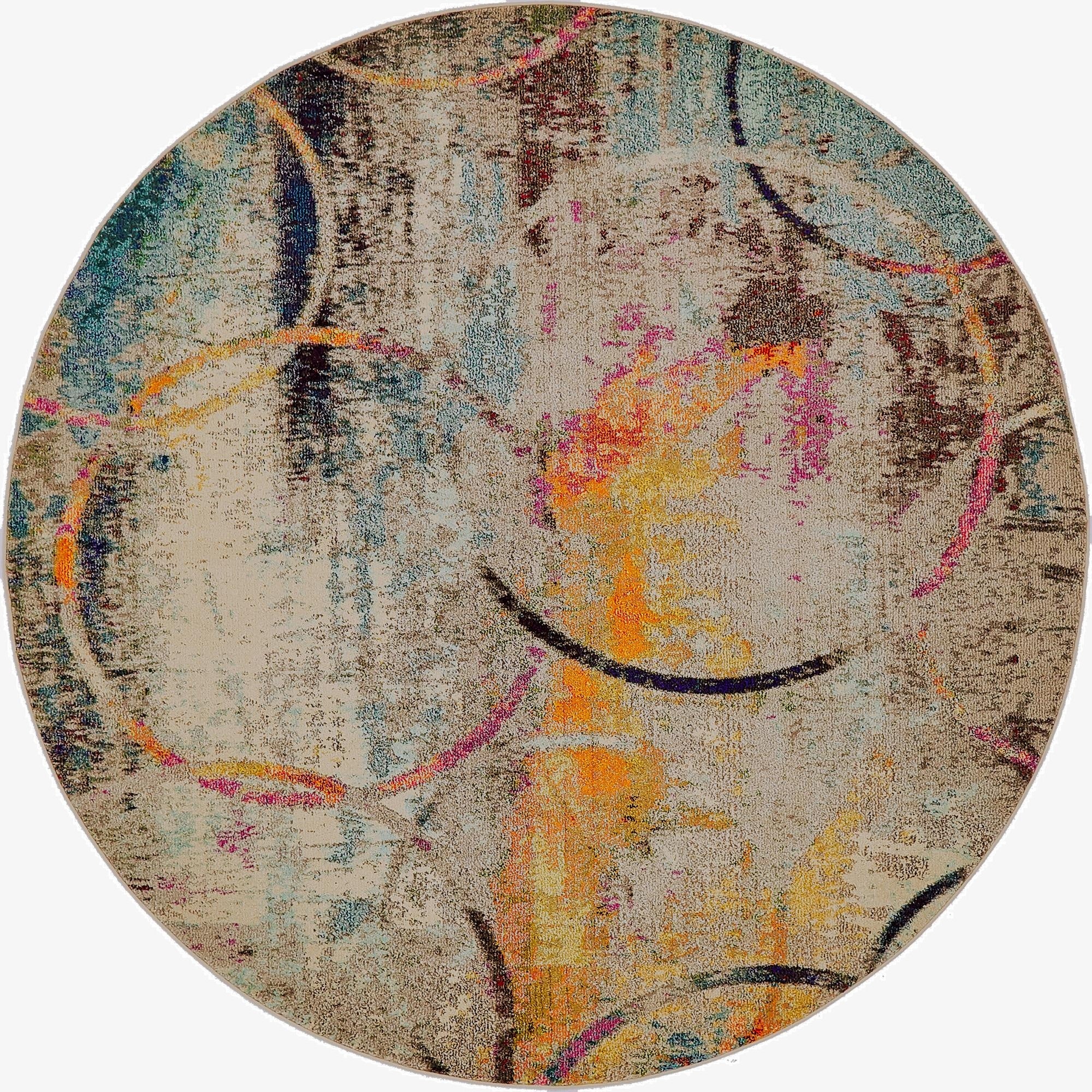 8' x 8' Washable Theia Round Rug