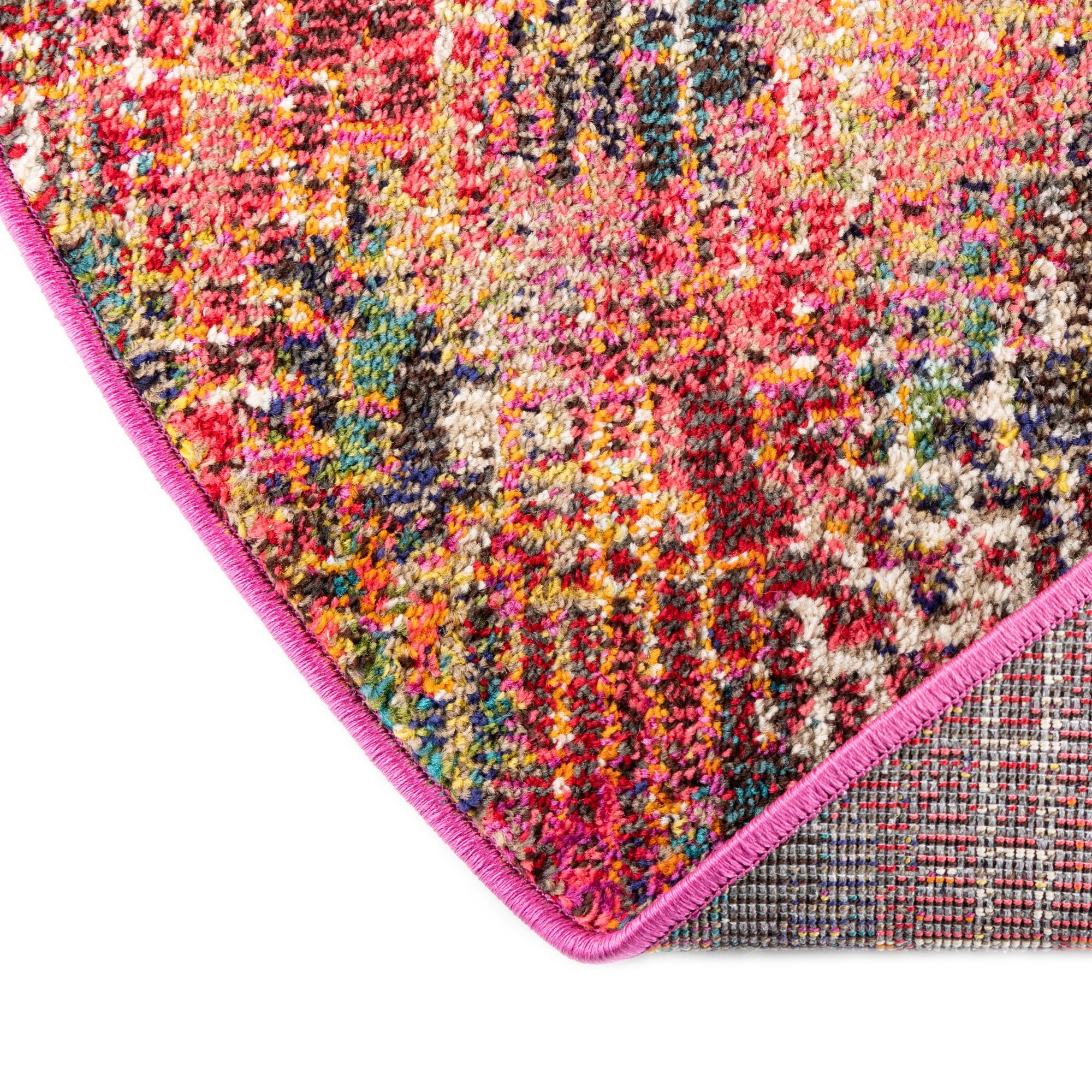 3' 3 x 3' 3 Washable Vivid Round Rug