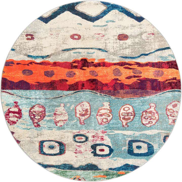 7' x 7' Washable Vivid Round Rug