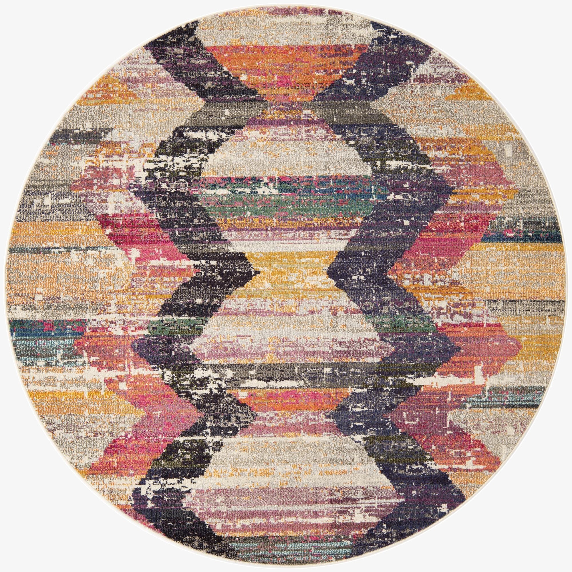 7' x 7'  Washable Vivid Round Rug
