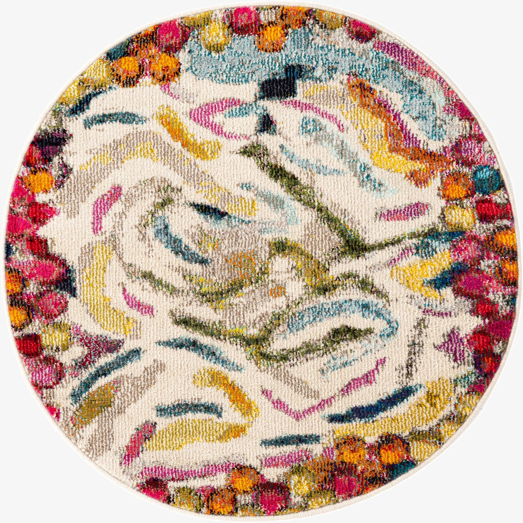 3' 3 x 3' 3  Washable Vivid Round Rug