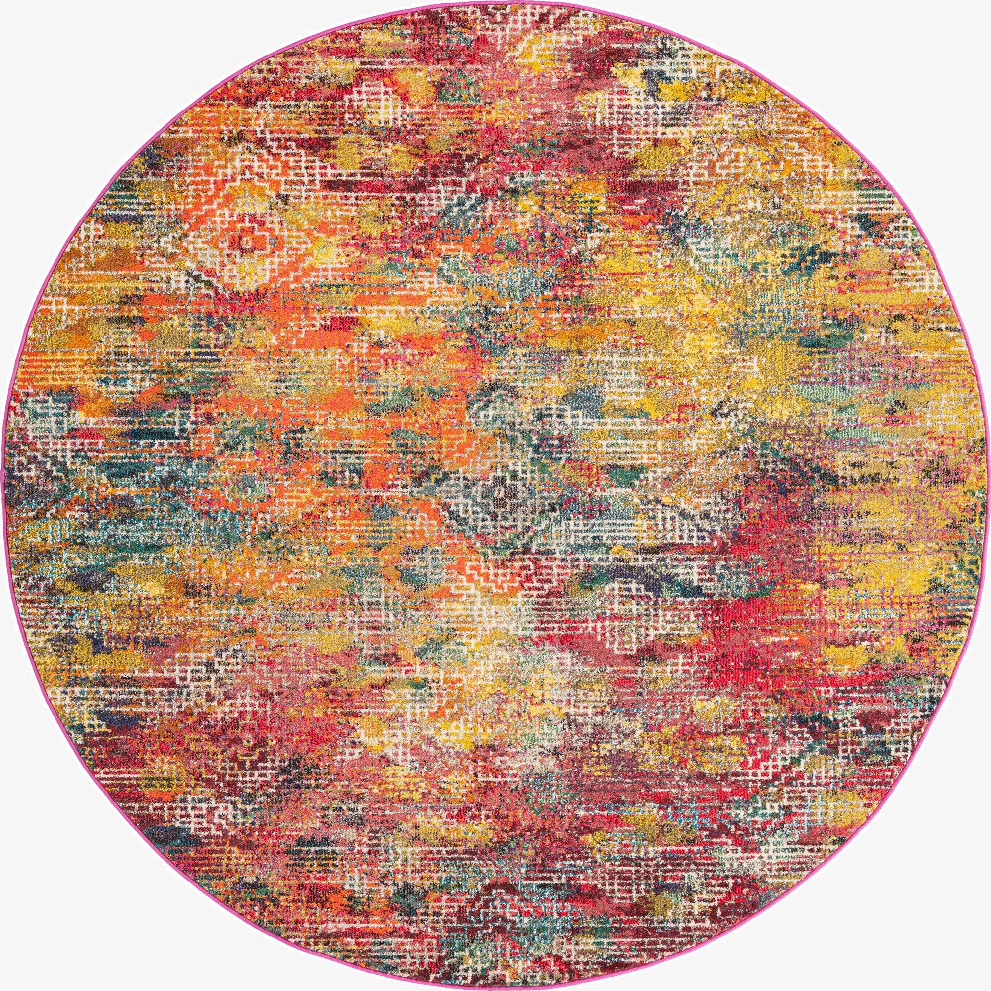 7' x 7'  Washable Vivid Round Rug