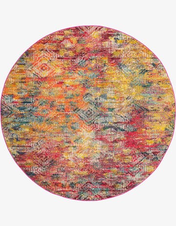 7' x 7' Washable Vivid Round Rug