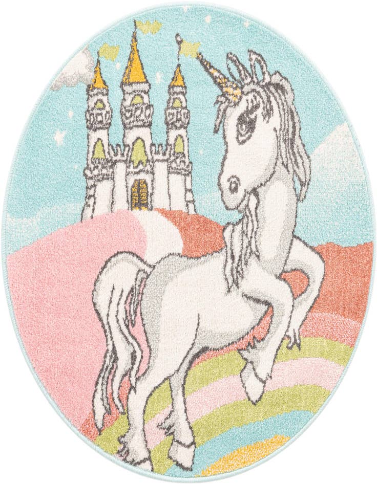 Detail image of 3' 3 x 3' 3 Unicorn Whimsy Kids Round Rug