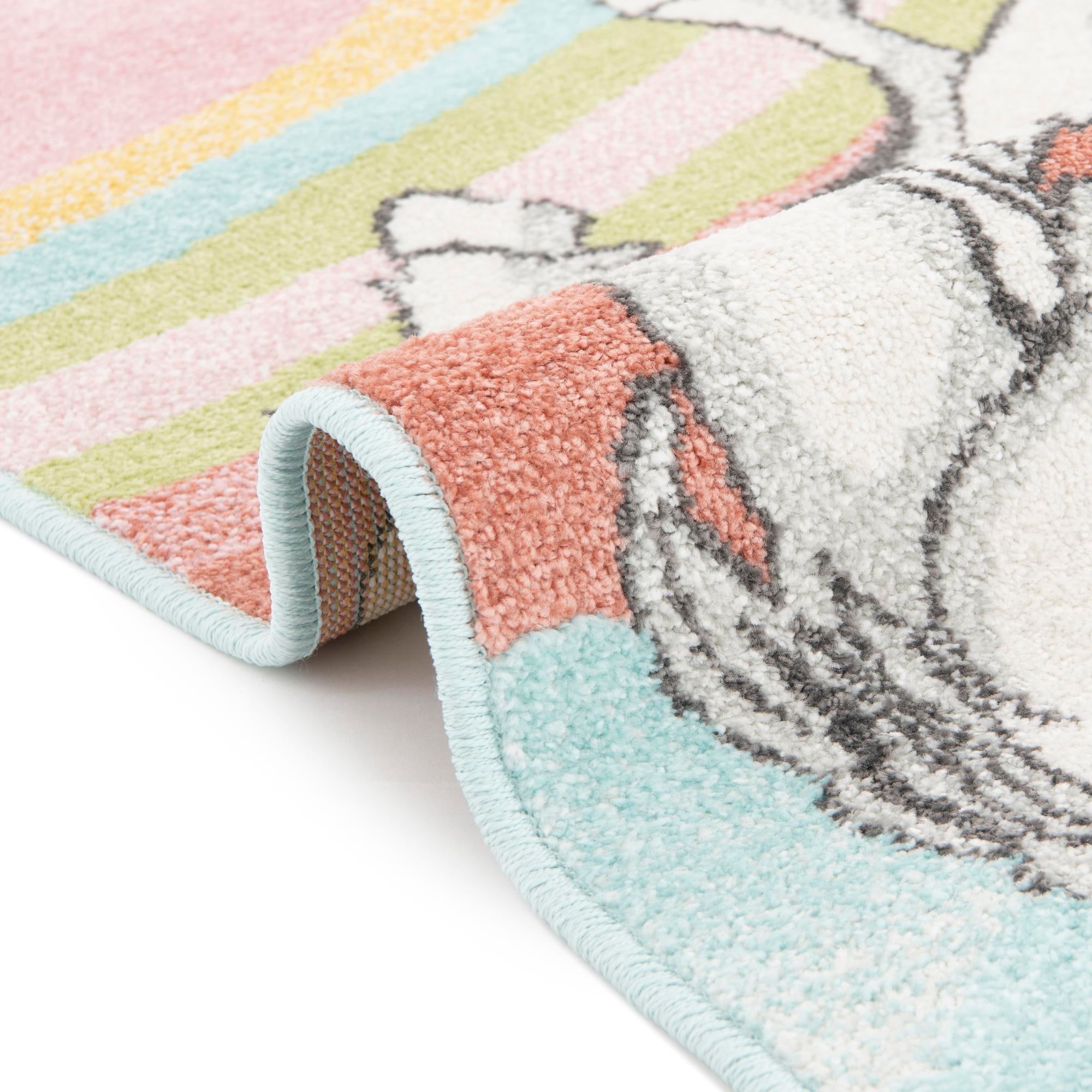 5' 3 x 5' 3 Unicorn Whimsy Kids Round Rug