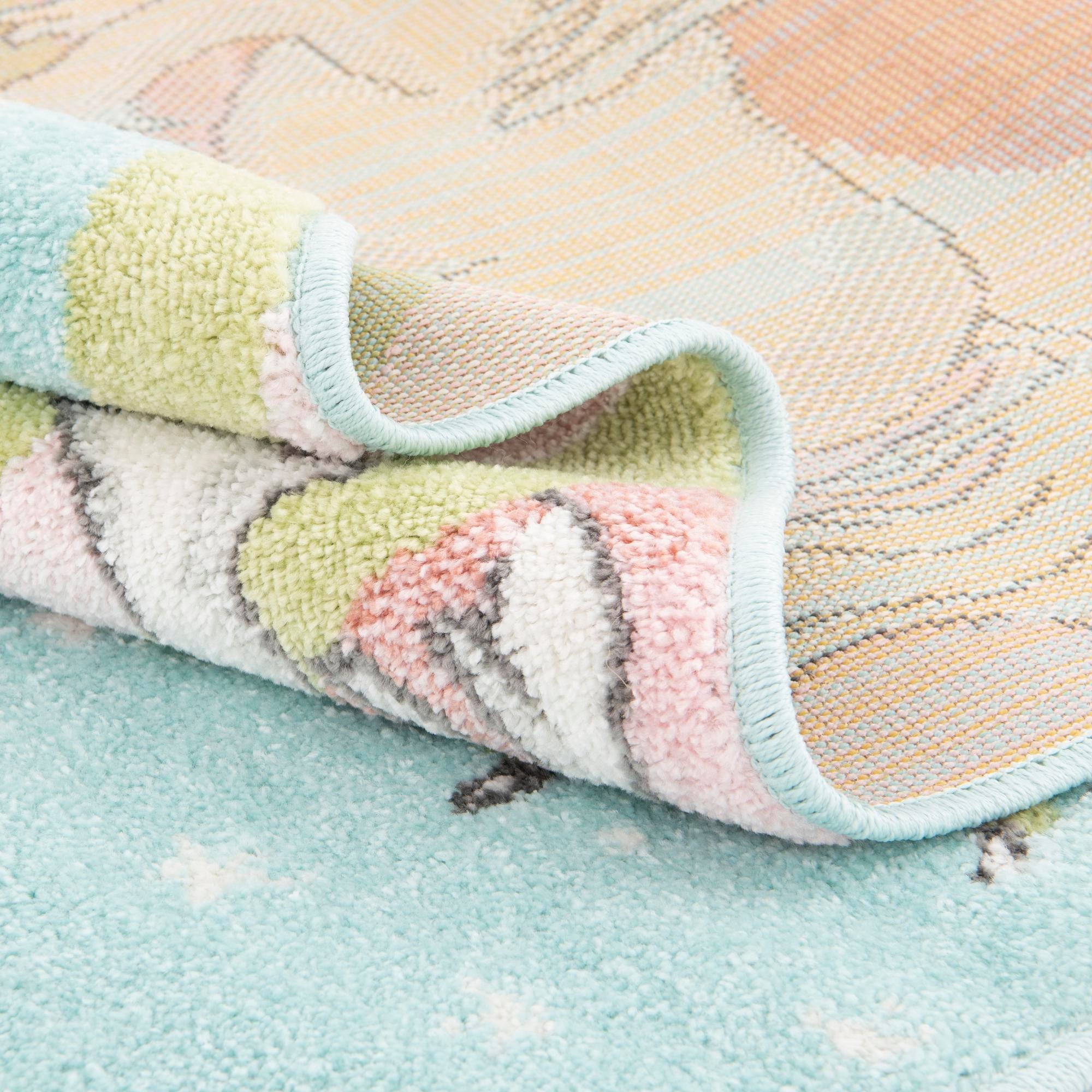 5' 3 x 5' 3 Unicorn Whimsy Kids Round Rug