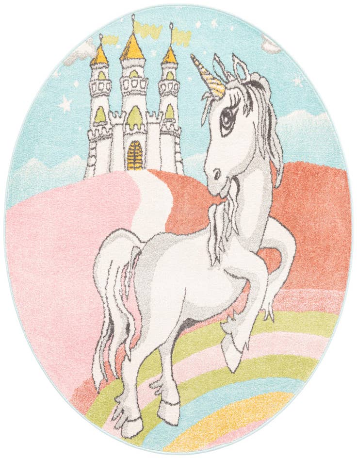 Detail image of 5' 3 x 5' 3 Unicorn Whimsy Kids Round Rug